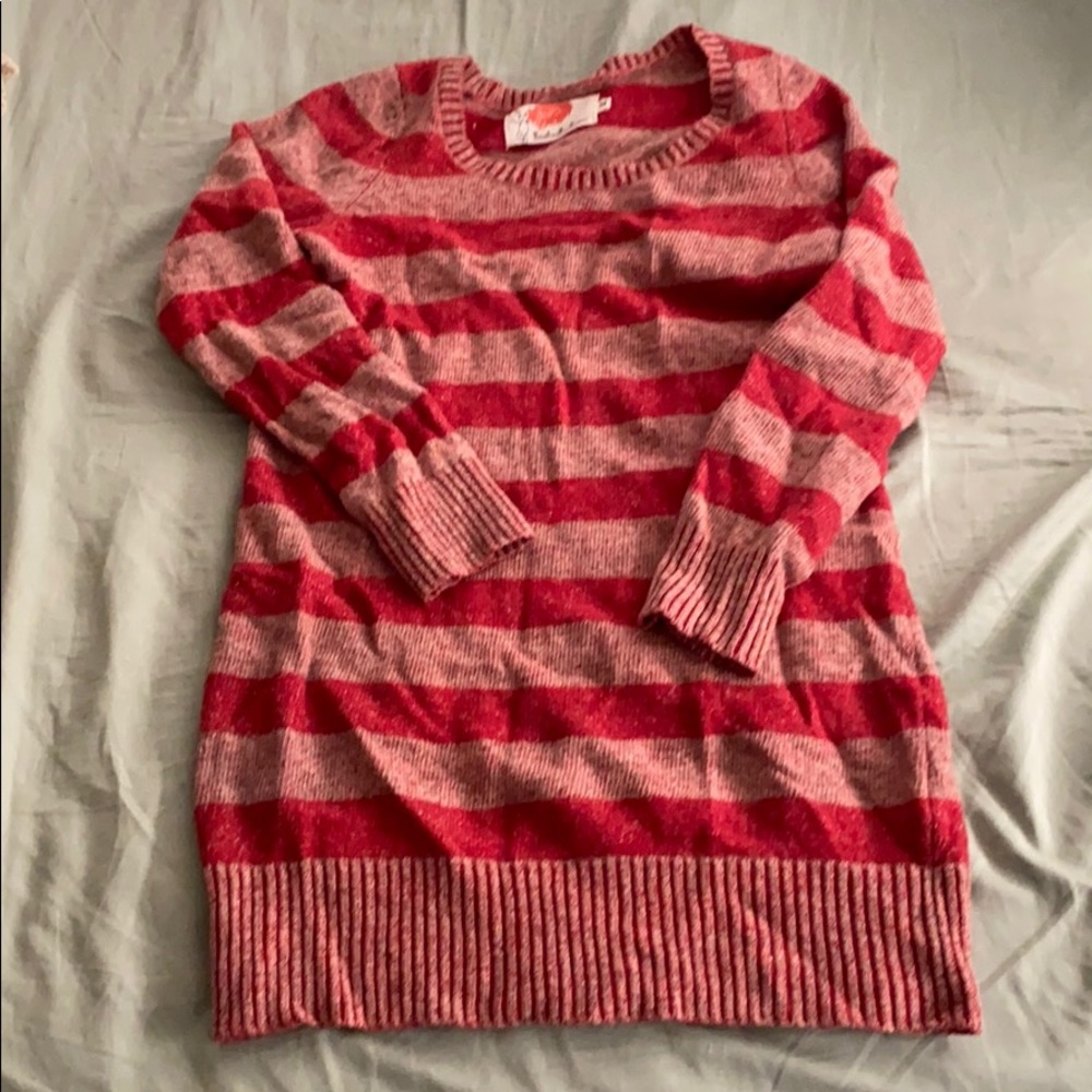 👍B+ab red striped lambswool sweater cute!  Size 38